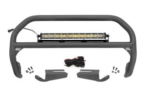 Ford Bronco Nudge Bar - Front - Rough Country - OE Modular Steel with 20 Inch Single Row LED - Chrome - '21-'23